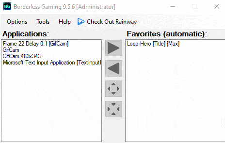 The Options section of Borderless Gaming lets you adjust various startup settings