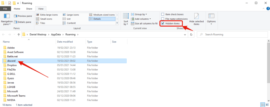 Delete discord folder