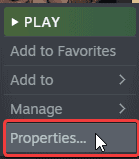 You can open the Properties section to configure various aspects of the game