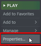 You can access various properties through the Steam client, including launch commands and more