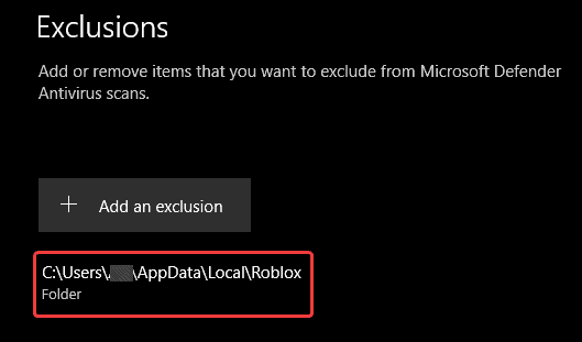 The Roblox location has been successfully added to fix the Roblox error code 279