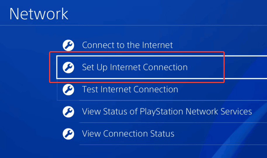 You can Set Up your Internet Connection by selecting this Option