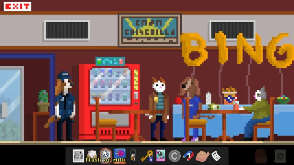 Inspector Waffles a retro-pixel art aesthetic that we talk about in our Inspector Waffles Review