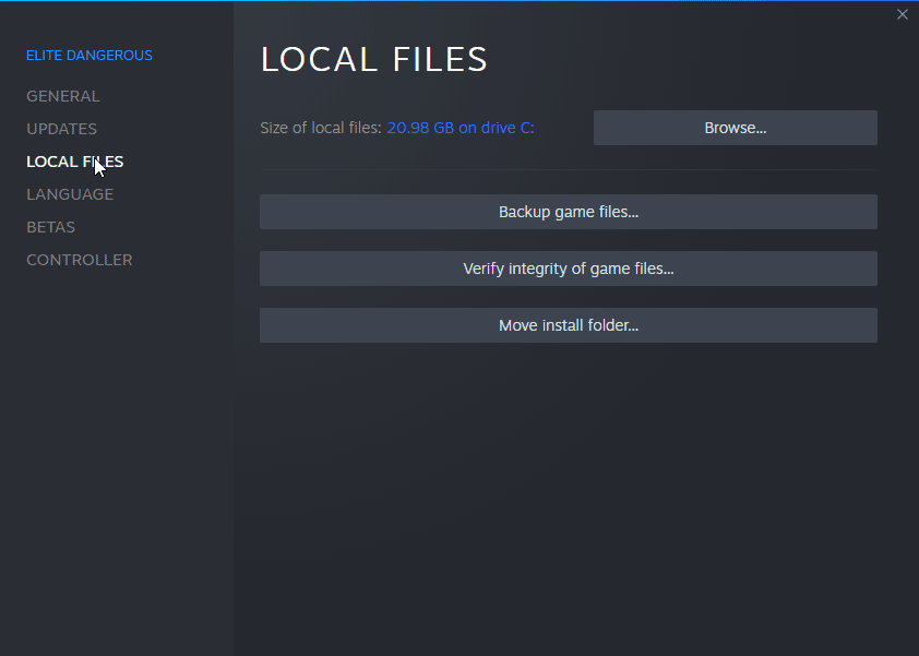 Go to the Local Files tab
