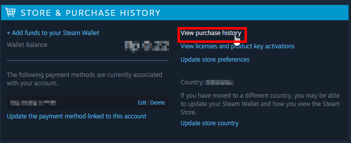 Open your Steam Purchase History