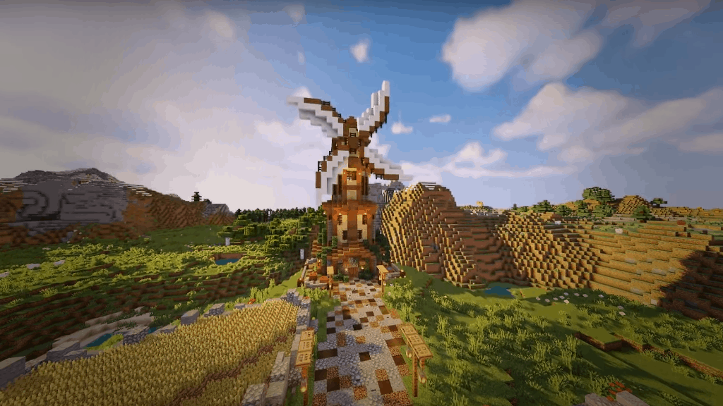 This windmill is a great idea for your next Minecraft projects.