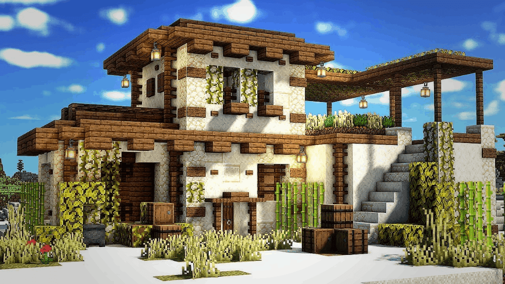 This desert house is awesome. This is one of many amazing Minecraft Building Ideas!