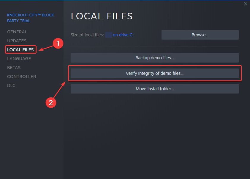 Verify the integrity of local files to potentially fix the Knockout City crash at launch issue