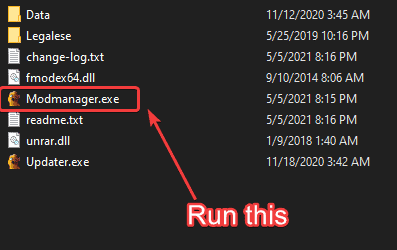 You need to launch the Modmanager.exe to manage mod files