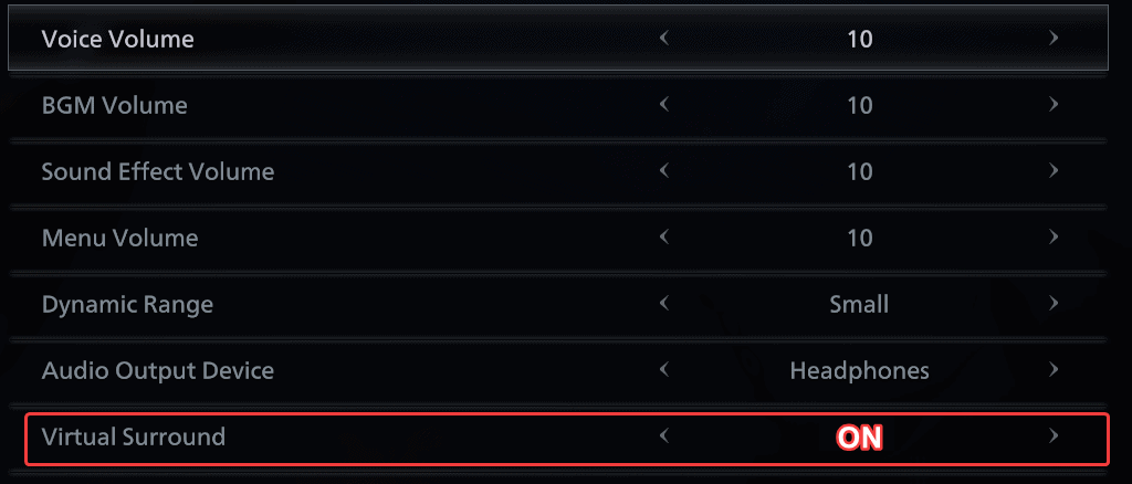 Turning on virtual surround will enable  Resident Evil 8 Village Dolby Atmos support
