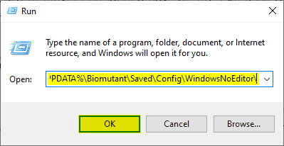 You can enter different locations in Windows Run to quickly access allowing you to edit the config file, and adjust the Biomutant FOV
