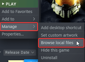 You can browse local files in Steam, and access the location of executable