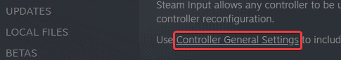 Controller General Settings allows you to configure controllers in Big Picture Mode