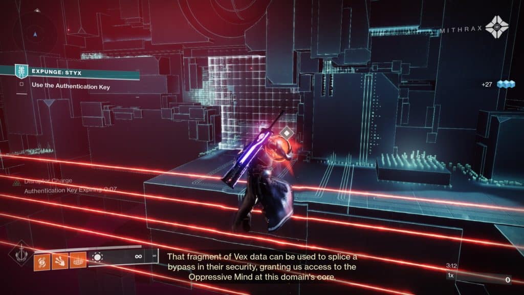 Deposit the Authentication Keys in the designated terminals to disable Vex barriers.
