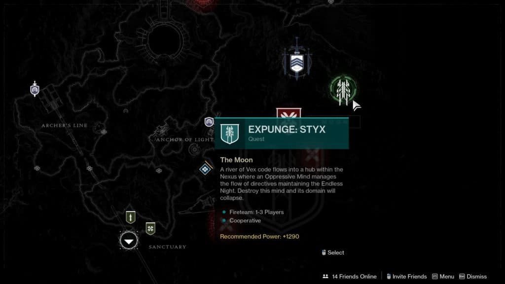 The Expunge: Styx mission in Destiny 2 can be started by visiting the Moon.