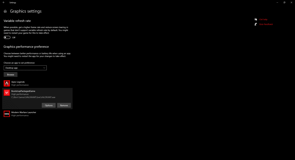 Setting Valorant to "High Performance" mode to increase Valorant FPS