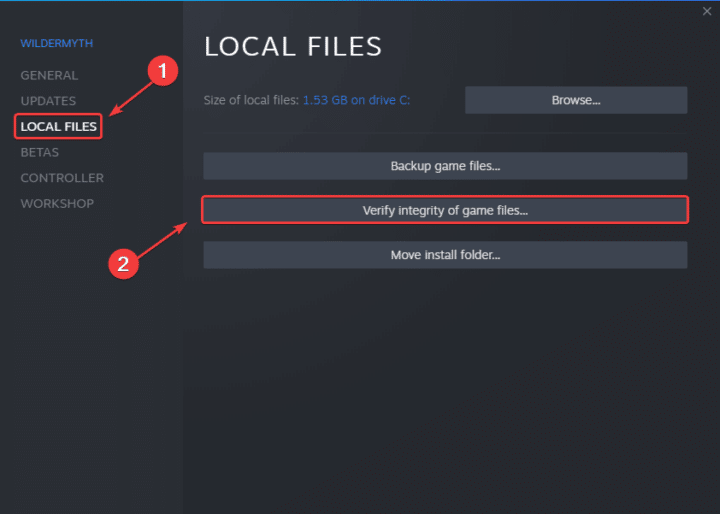 Veriyfing game files is one of the best ways to fix the Wildermyth crash at launch issue