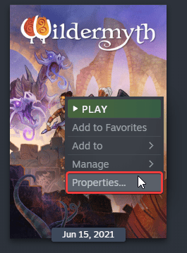 Each Steam game has a properties section you can access 