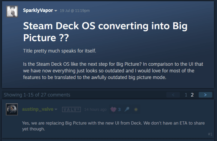 Steam Big Picture mode replaced