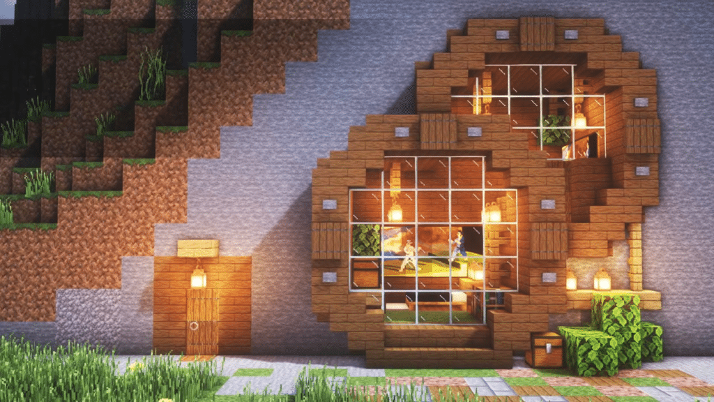 Mountain Face Home Minecraft house ideas