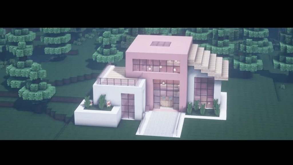 Rumah Minecraft Merah Muda