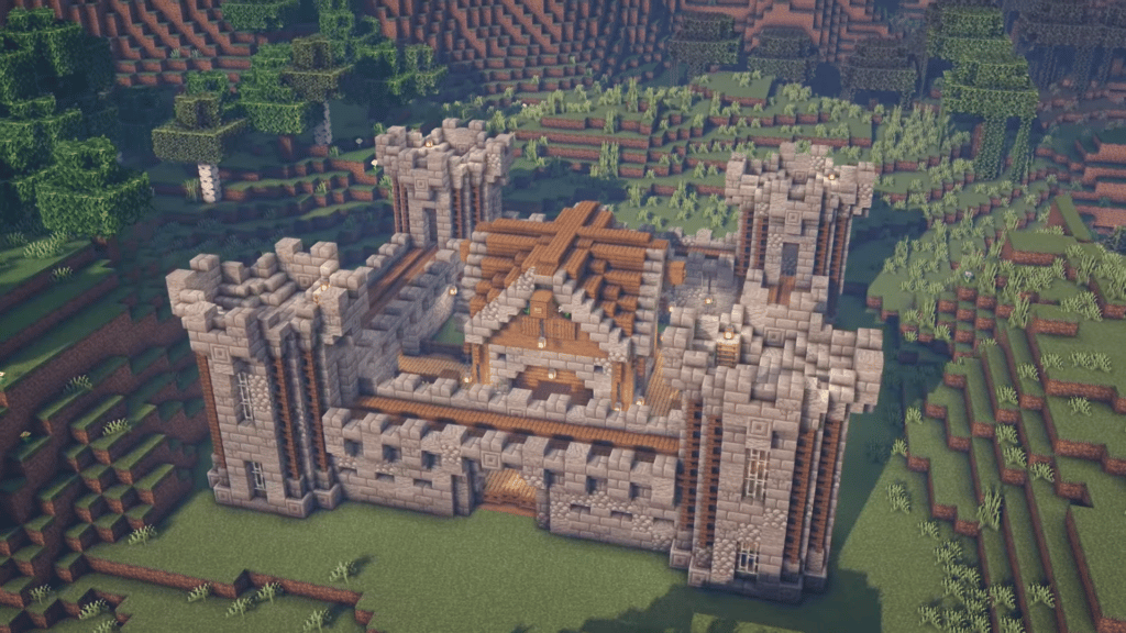 Чертежи средневекового дизайна замка Minecraft
