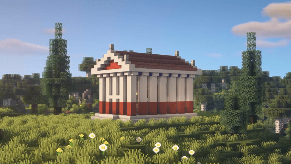 Simple Minecraft Greek Temple Building Idea Survival Base