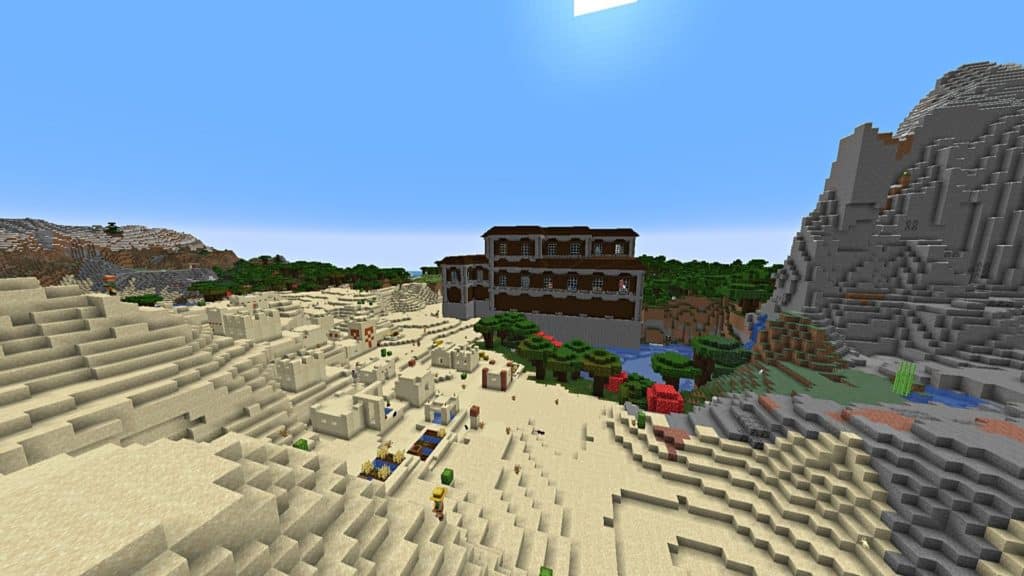 Minecraft Seed: Desert Village near a Woodland Mansion