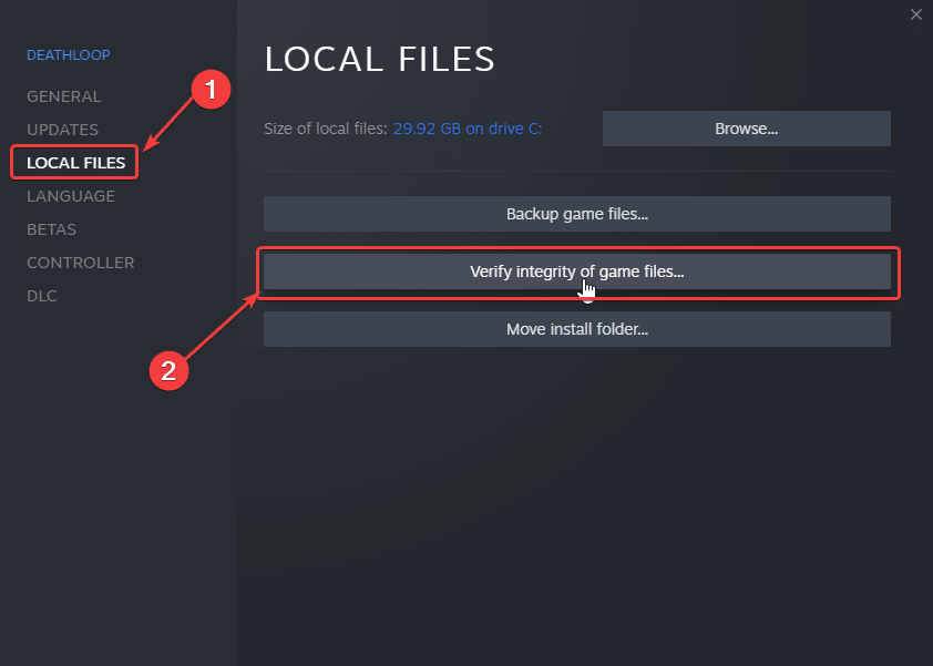 Verifying the game files can potentially fix the Deathloop crash at launch issue