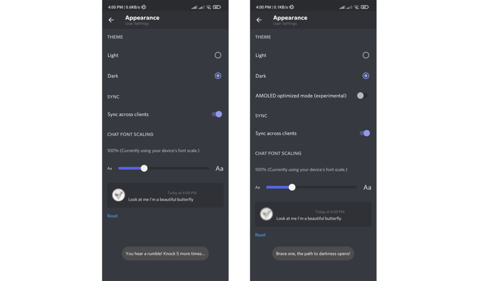 An Experimental mode Discord Easter egg