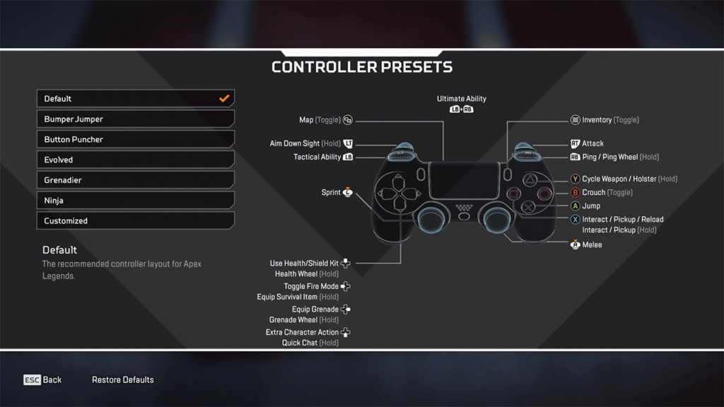 Controller presets