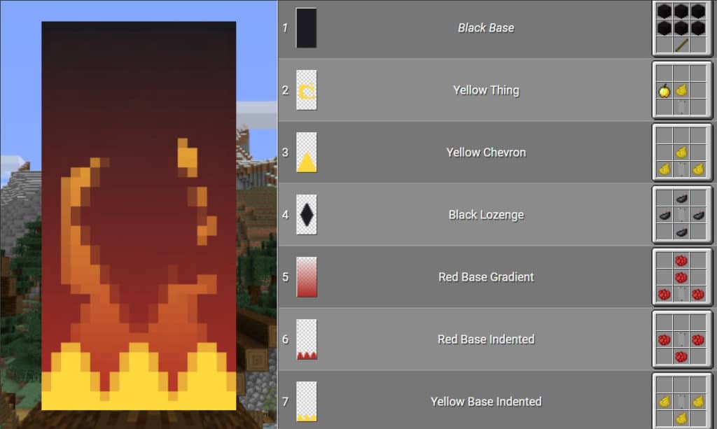 Bannière de flamme Cool Minecraft Banner pour 1.17 Donner la commande