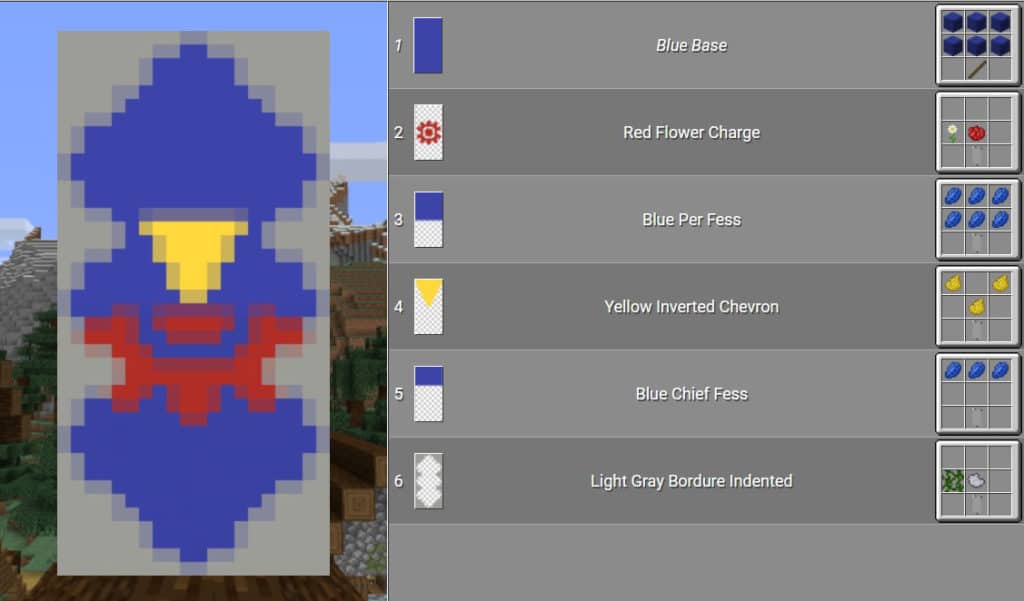 Légende de Zelda LoZ Hylian Shield Pixel Minecraft Banner Blueprint
