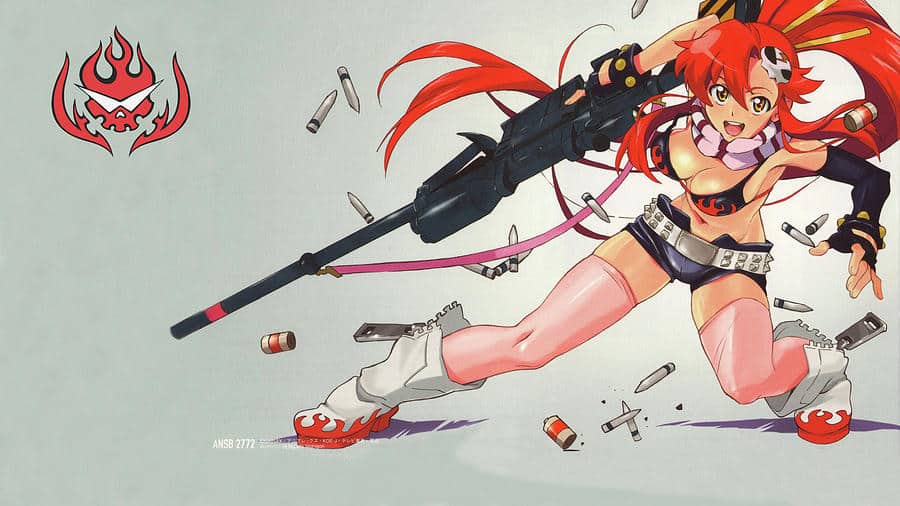 Yoko littner holding a sniper rifle