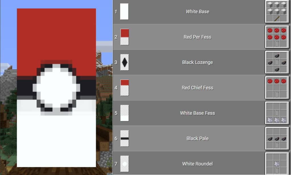 Pokemon Pokeball Pattern for Minecraft Pixel Banner 1.17