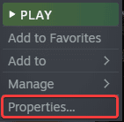 Each Steam game lets you configure games through the properties section