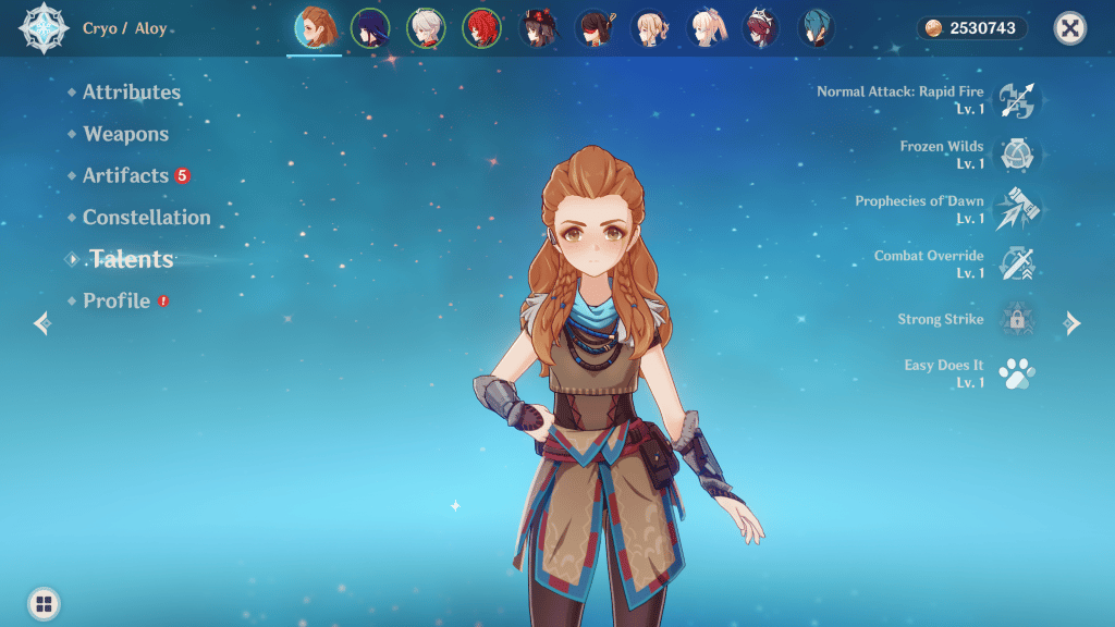 Aloy's Character Card