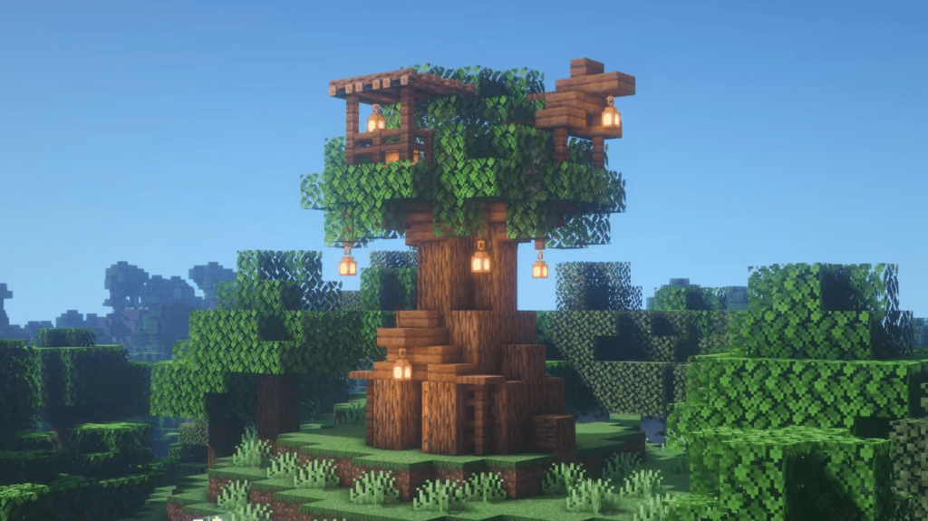 Treehouse Survival Easy House Base Minecraft How To