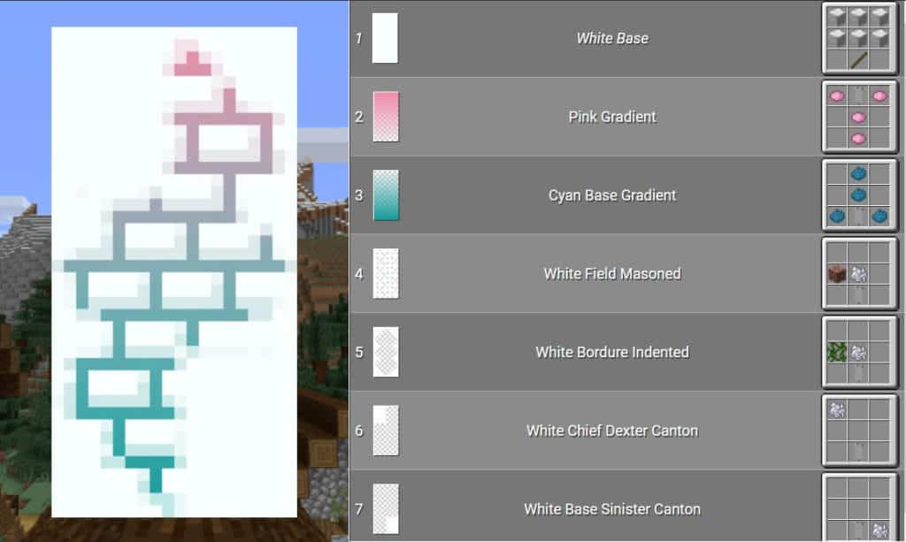 Cute Minecraft Banner Snow Pink Cyan Design for Survival World Server