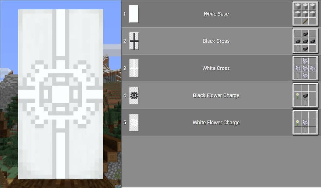Recette White Cross Minecraft Banner Meilleur design élégant 1.17