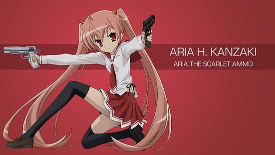 Aria Kanzaki holding two guns