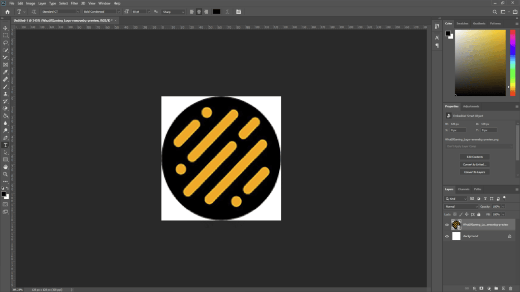 The WhatIfGaming logo on Adobe Photoshop