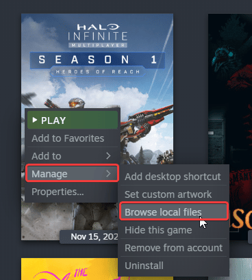 You can browse the local installed files of any Steam game on PC through library