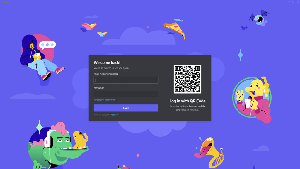 Discord login screen