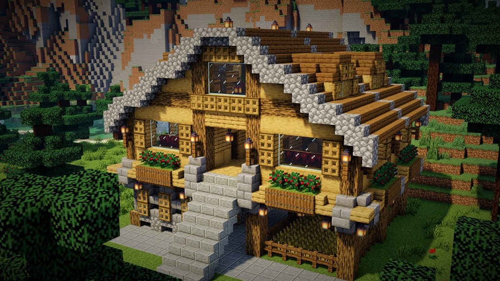 Large House for Two Players How to Build Tutorial in Minecraft Survival