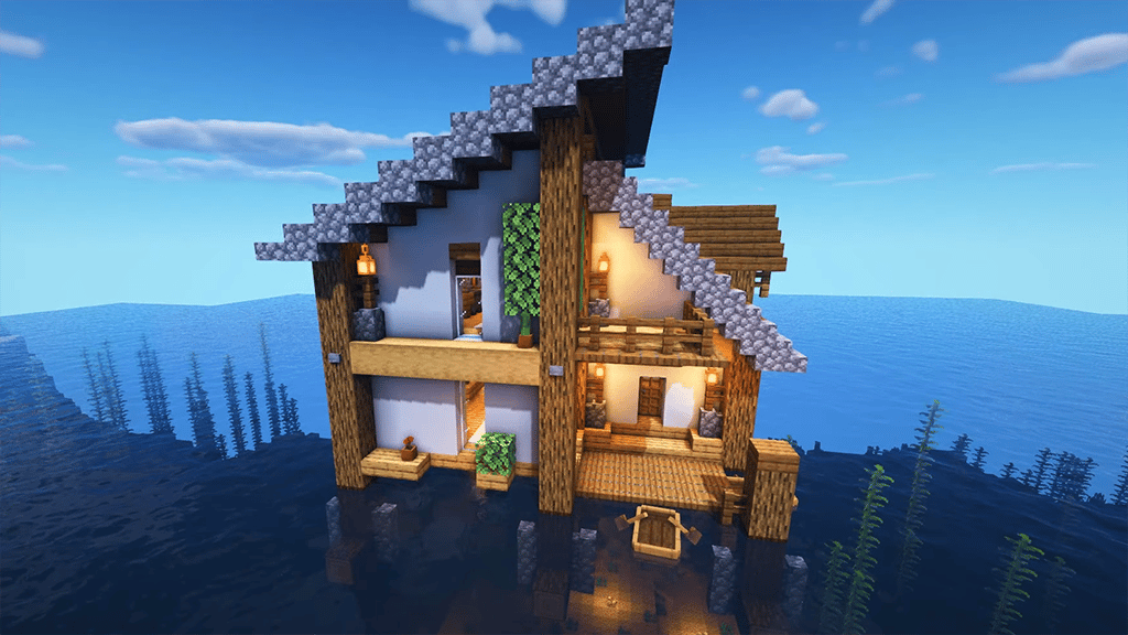 Modern Ocean Survival House for Minecraft 1.18 Easy Design