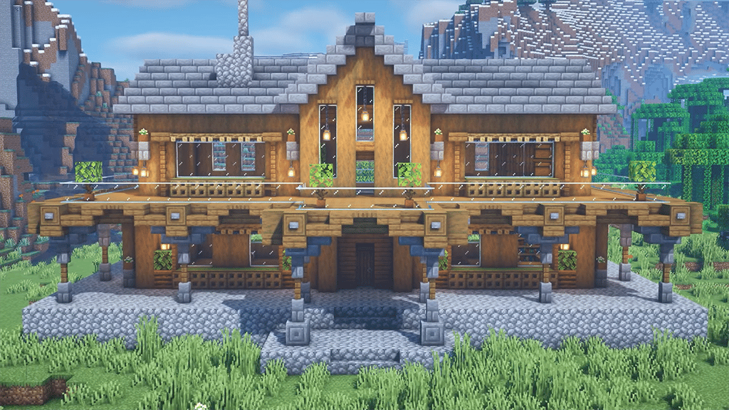 easy wooden mansion minecraft