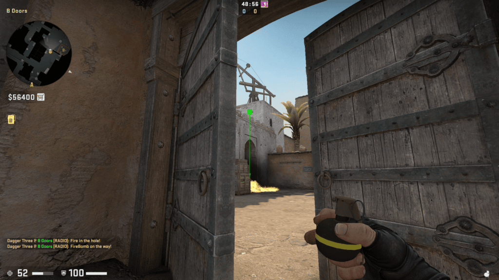 A good molly/HE grenade spot in dust 2 to delay B main push