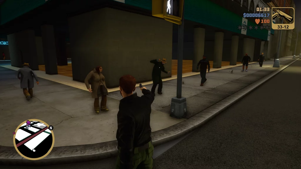 GTA III after the GTA Trilogy Definitive Edition Simple Reticle Mod has been installed