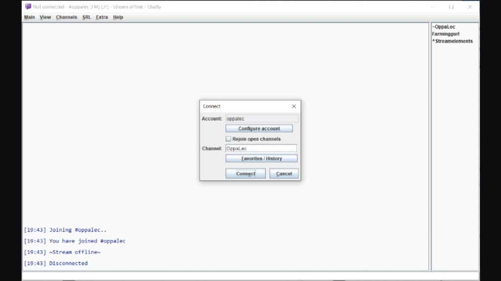 Chatty connecting to your Twitch channel